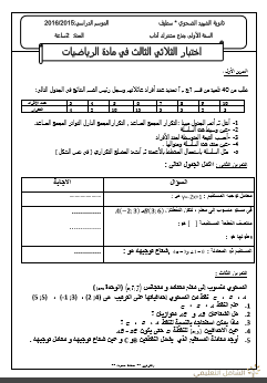نماذج اختبارات الفصل الثالث للأولى ثانوي