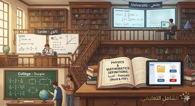 جميع تعاريف الفيزياء والرياضيات مع الترجمة الفرنسية (متوسط – ثانوي – جامعي) بصيغتي Word وPDF