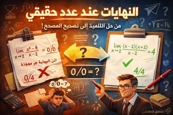 النهايات عند عدد حقيقي: كيف يفكّر المصحّح؟
