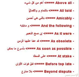 كلمات و جمل أنجليزية متداولة في المحادثة