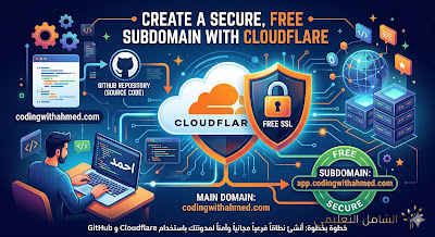 الدليل الشامل: إنشاء نطاق فرعي مجاني وحمايته من السرقة (Cloudflare & GitHub)