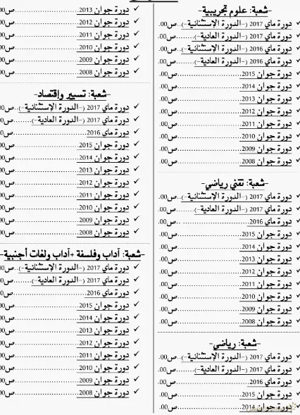 مواضيع بكالوريا جميع الشعب في الرياضيات