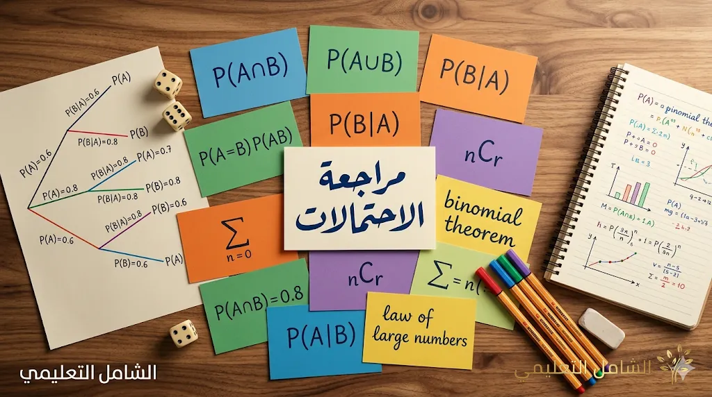 بطاقات مراجعة الاحتمالات - ملخص شامل للقوانين والأمثلة التطبيقية – لبكالوريا شعبة تسيير واقتصاد
