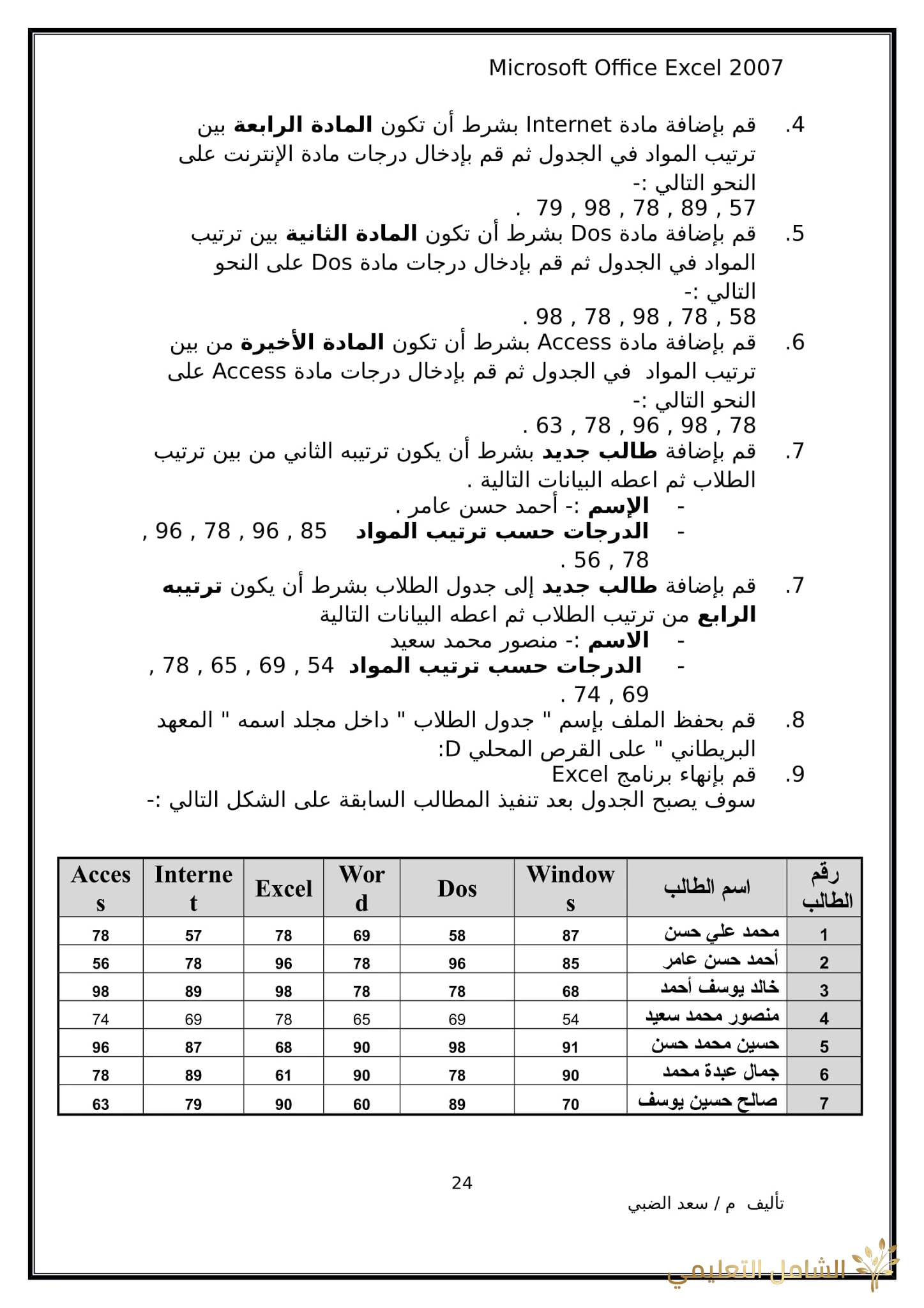 أساسيات برنامج اكسل Excel elebda3.net-5858-24. أساسيات برنامج اكسل Excel elebda3.net-5858-24.