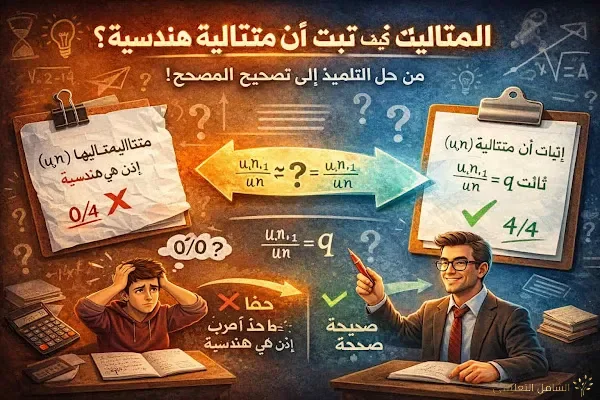 المتتاليات: كيف نثبت أن متتالية هندسية؟ (من حل التلميذ إلى تصحيح المصحّح)
