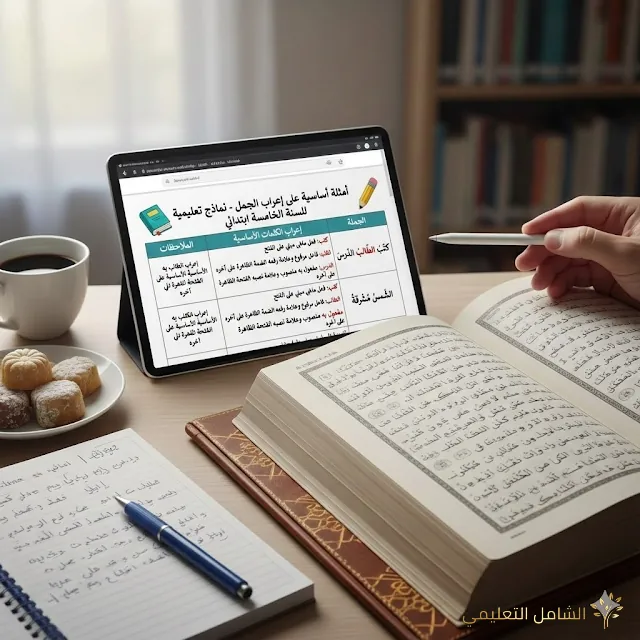 نماذج إعراب الجمل للسنة الخامسة ابتدائي | أمثلة محلولة ومبسطة