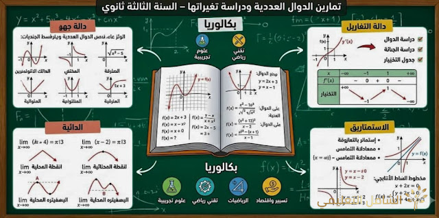 معاينة و تحميل تمارين تطبيقية حول الدوال العددية و دراسة تغيراتها 3AS تحضيرا للبكالوريا