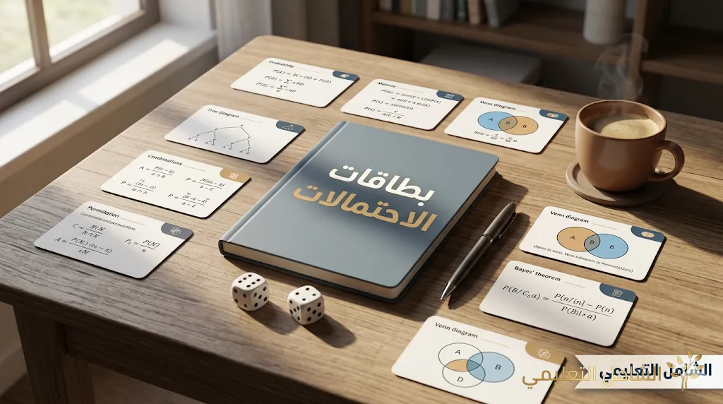 بطاقات مراجعة الاحتمالات للبكالوريا: ملخص شامل للقوانين والرموز